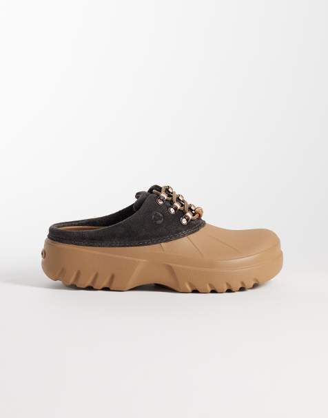 Crocs Axle suede mules in dark cocoa - view 1
