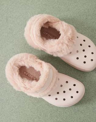 Crocs Bae Fleece Lined Platform Clog In Neutral