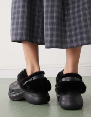 Crocs Bae Fur Lined Clogs In Black