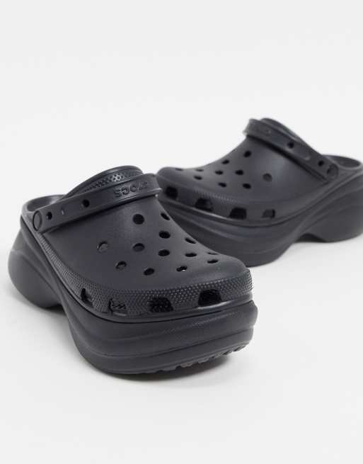 Black store platform crocs