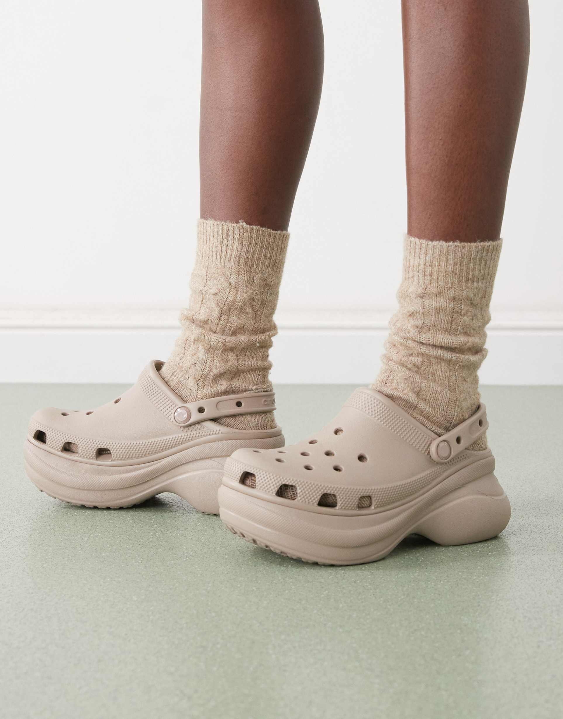 crocs bae platform clog in taupe