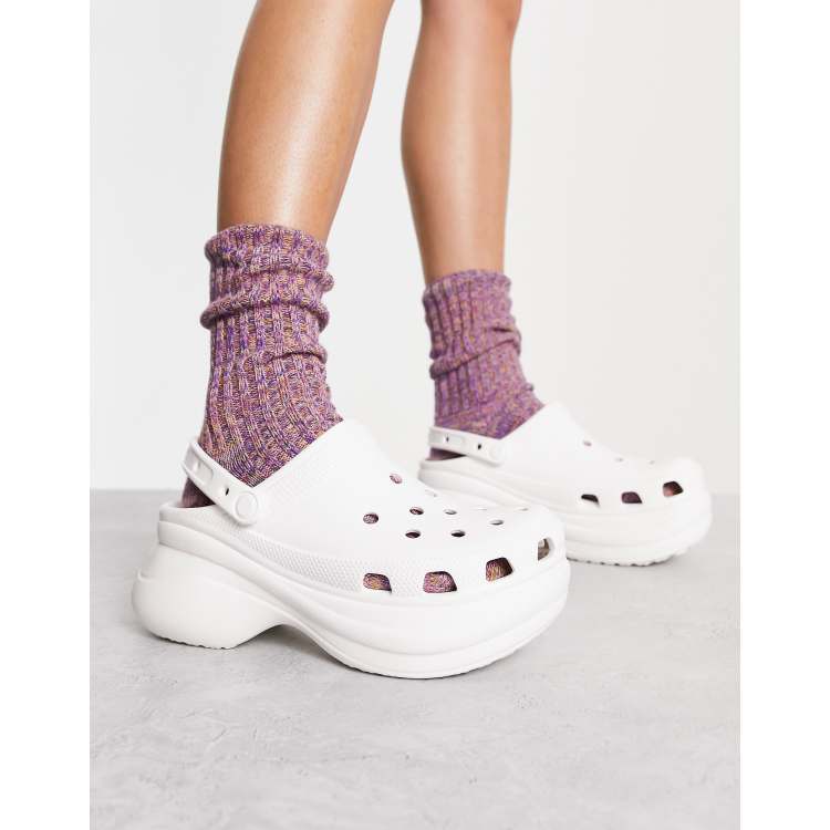 Platform store crocs white