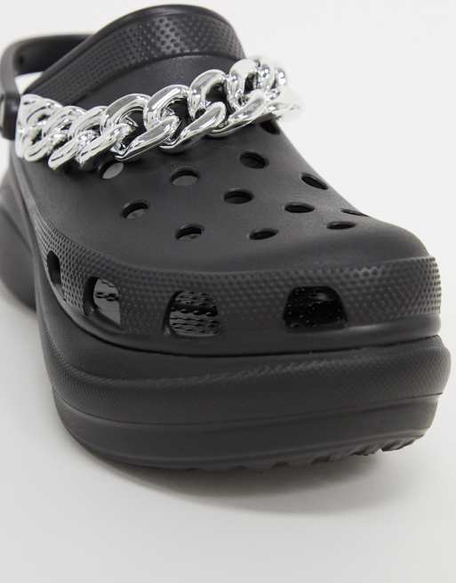 Crocs Bae platform shoes with chain detail in black