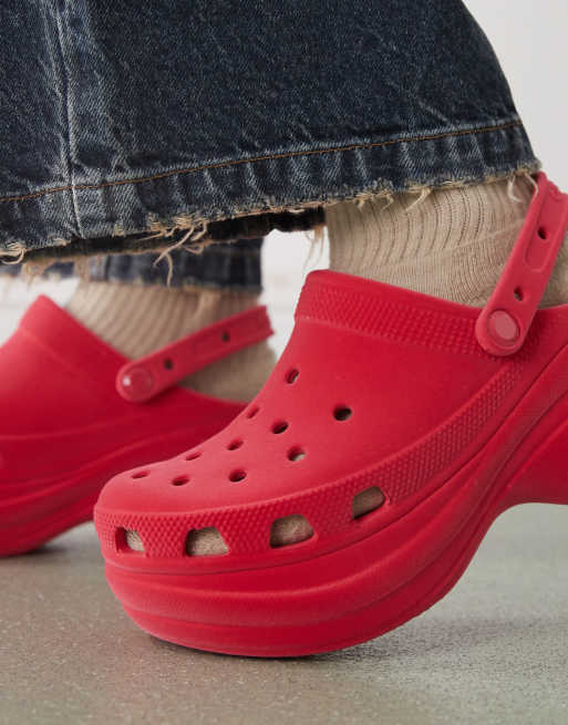 Crocs - Bae - Sabots en velours à semelle plateforme - Rose, 4 de 4