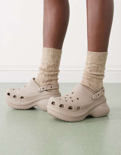 Crocs - Bae - Zoccoli con plateau color tortora