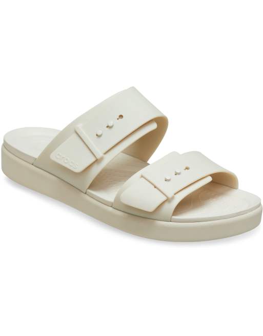 Crocs Brooklyn buckle low sandal in white, 2 of 4