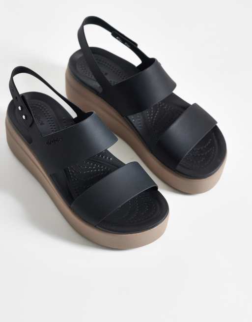Crocs Brooklyn Low Wedge Sandals in mushroom, 2 of 4