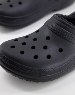 Homme Crocs - Chaussures classiques avec doublure en fausse fourrure - Noir