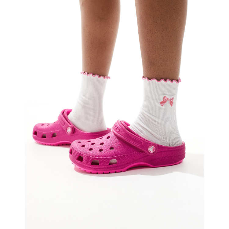 Crocs clasic glitter clog in pink crush