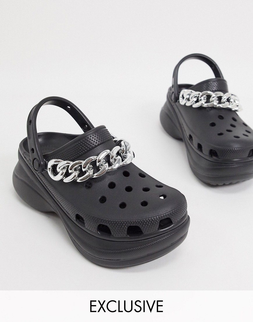 Crocs classic Bae chain flatform clogs in black