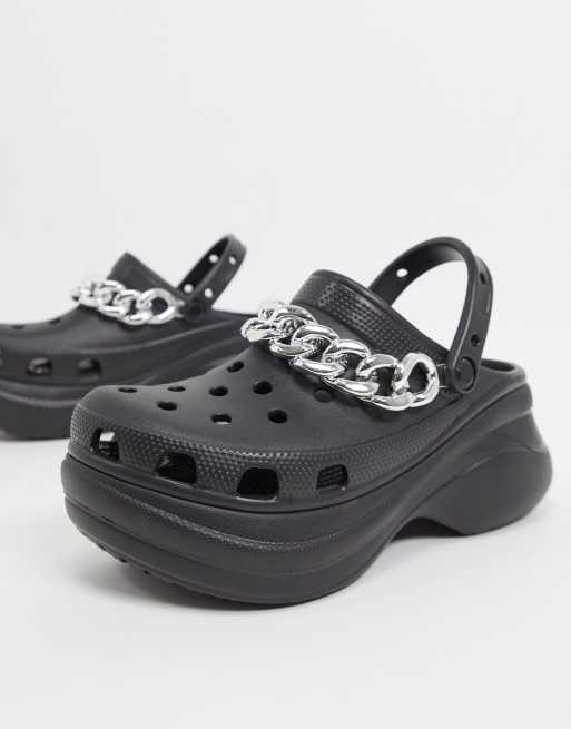 Crocs classic Bae chain flatform clogs in black