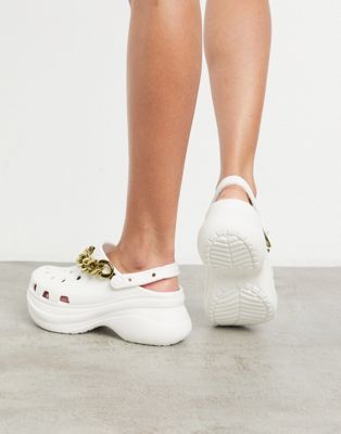 crocs white with chain