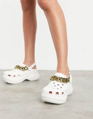 crocs classic bae white platform clogs