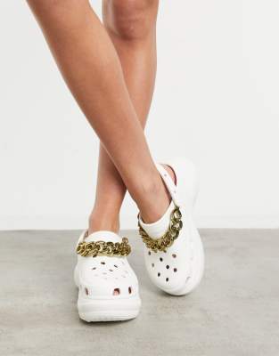 platform crocs with chain