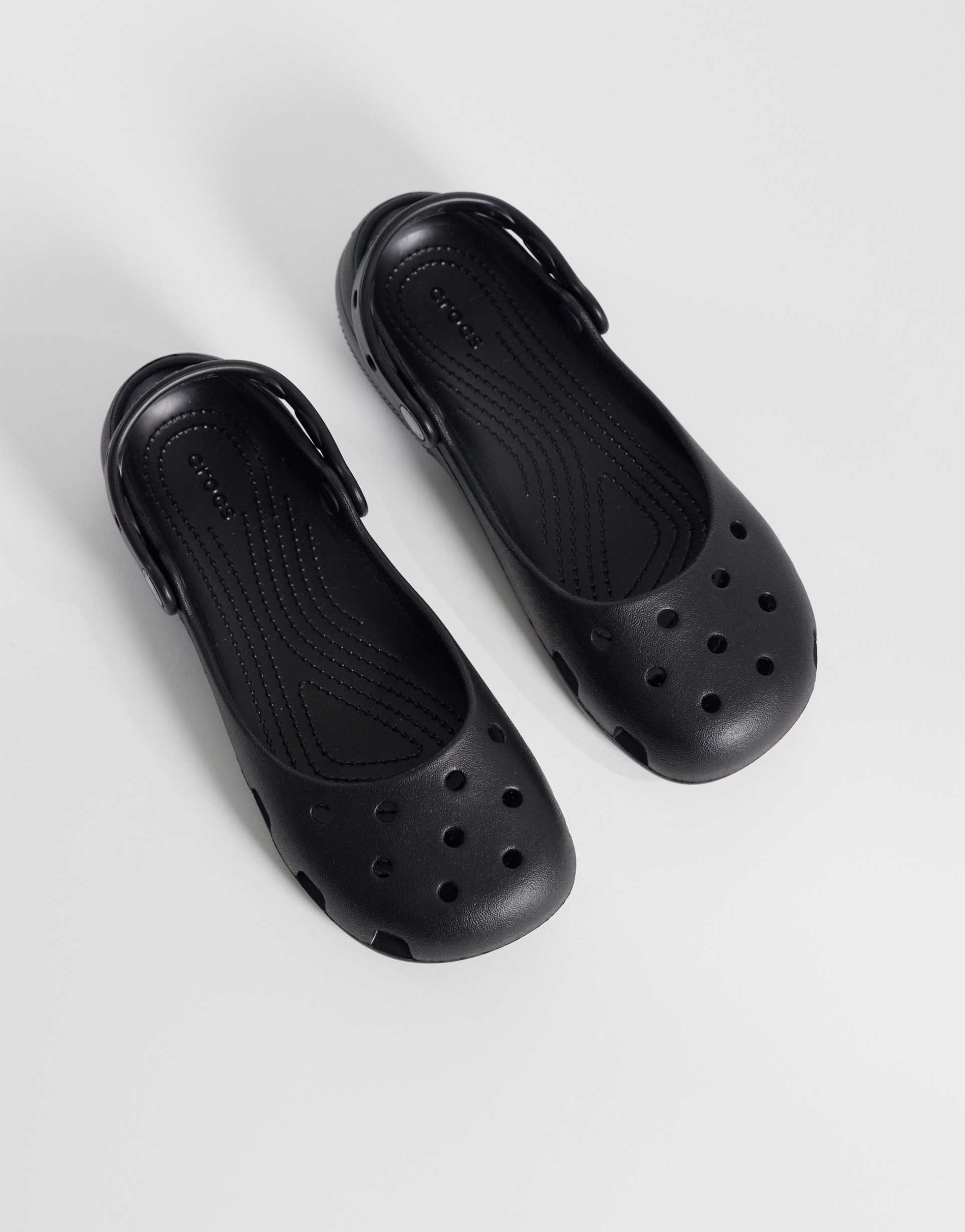 crocs classic ballet flat clogs in black