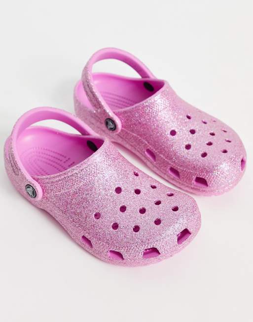 Glitter pink clearance crocs