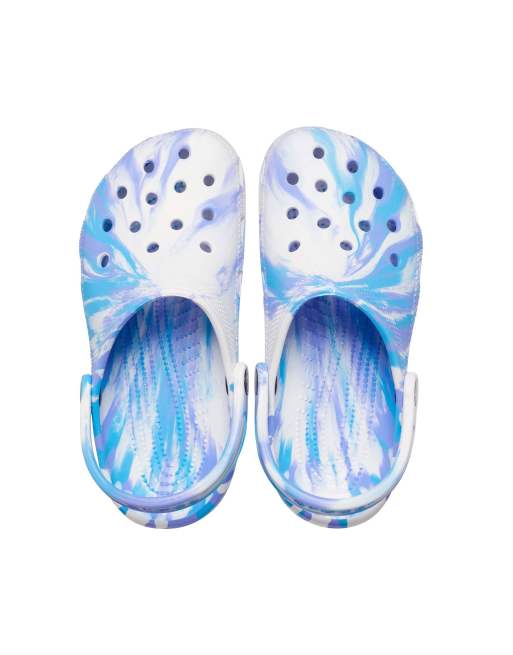 Blue and shop white crocs