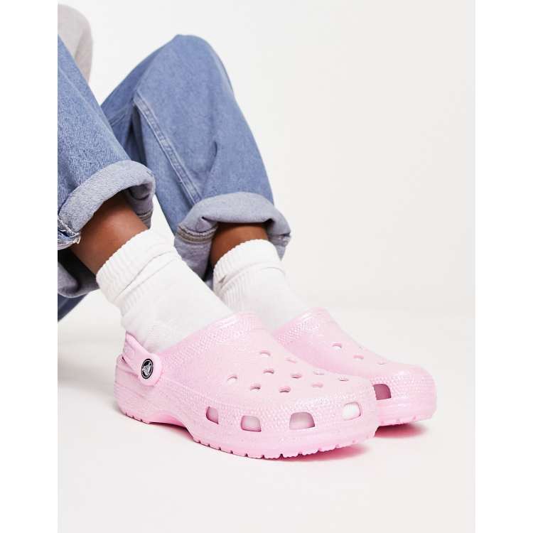 Pink 2024 sparkle crocs