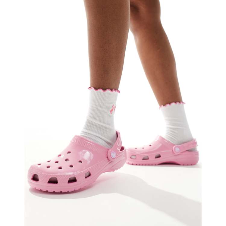 Crocs Classic Clogs In High Shine Pink Tweed ASOS