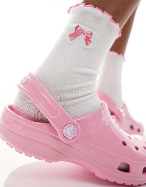 Pink high crocs clearance