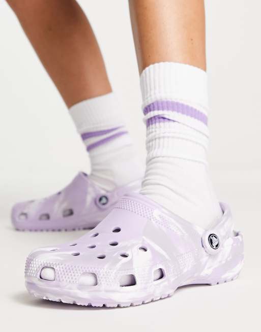 Purple and hot sale white crocs