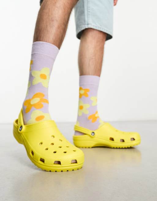 Lemon crocs with online fur