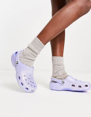 Crocs Classic Clogs In Moon Jelly Glitter-purple In Purple