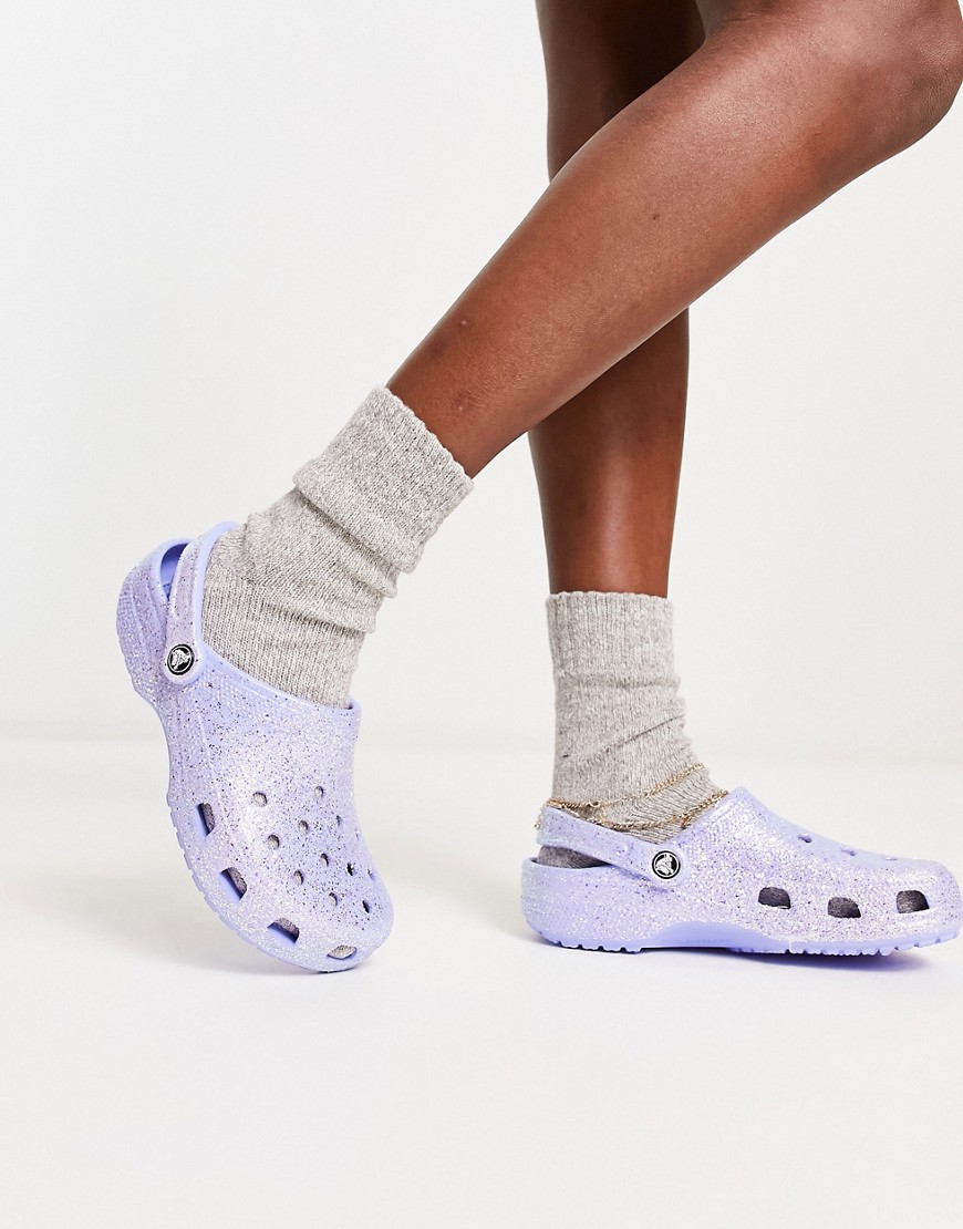 Shop Crocs Classic Clogs In Moon Jelly Glitter-purple