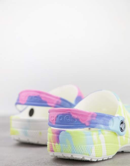 Pastel tie shop dye crocs womens