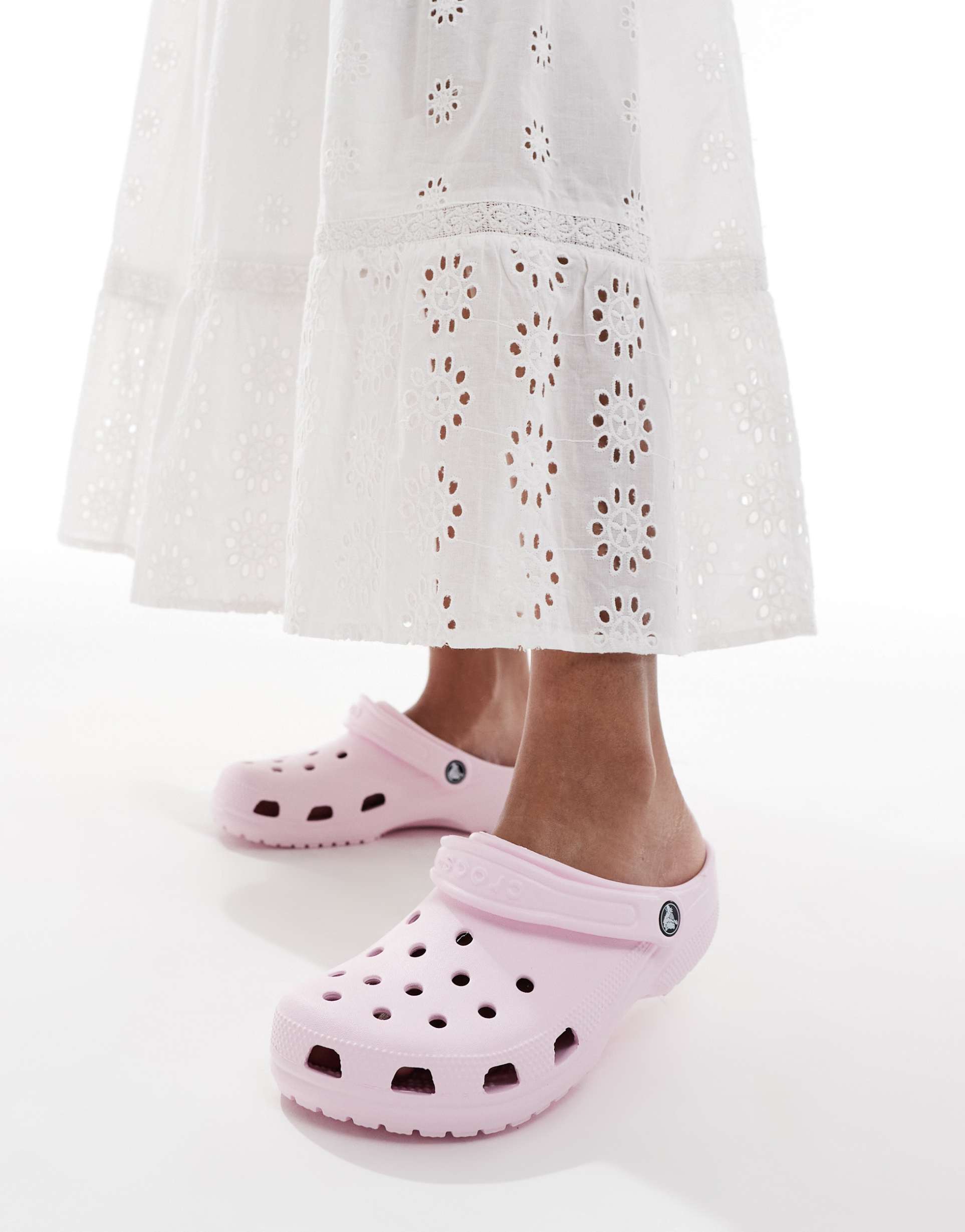 crocs classic clogs in pink milk