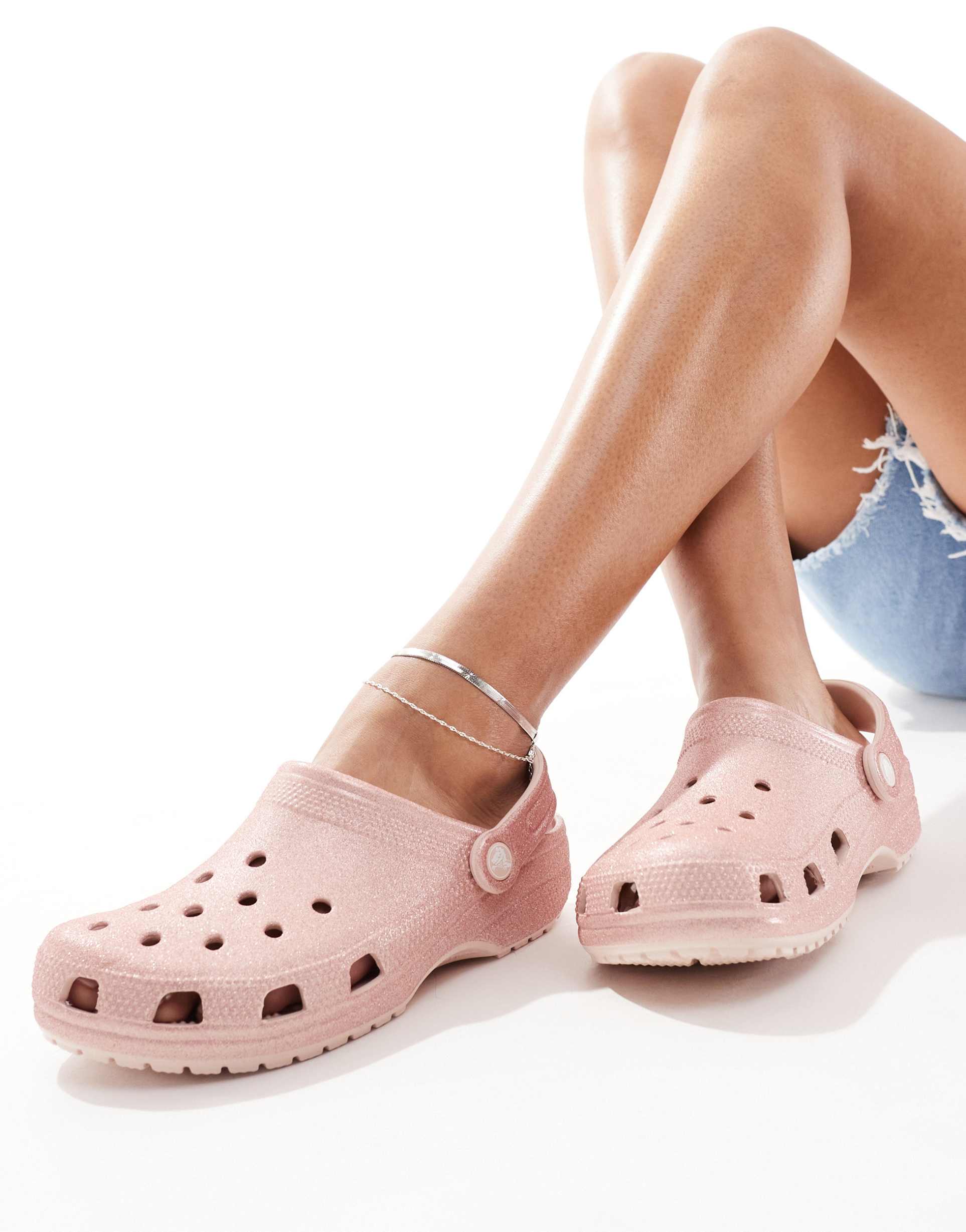 crocs classic clogs in quartz glitter