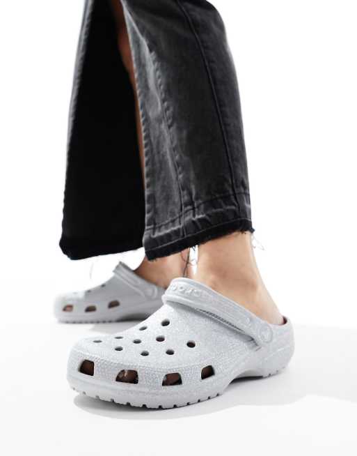 Crocs classic clogs in silver glitter