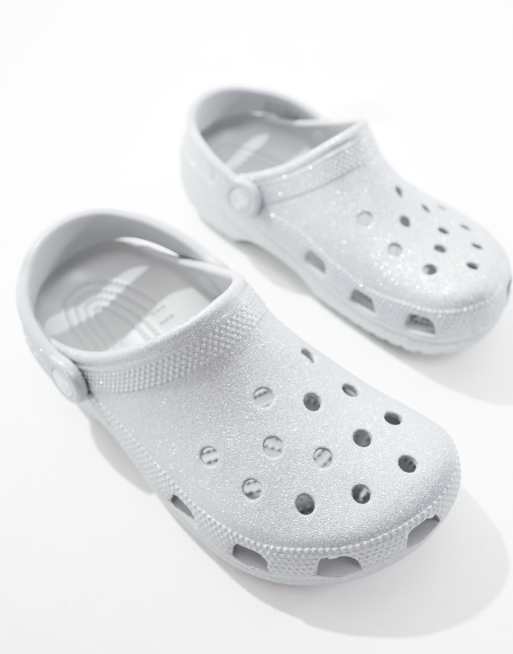 Crocs popular Classis clog silver glitter sz 7c - 206992-94S