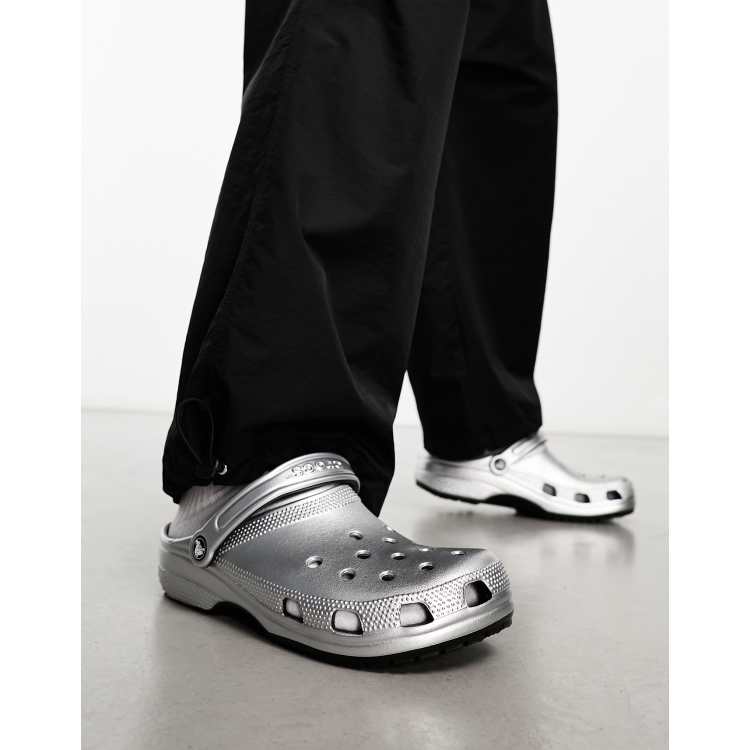 Metallic silver shop crocs