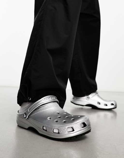 Silver crocs on sale