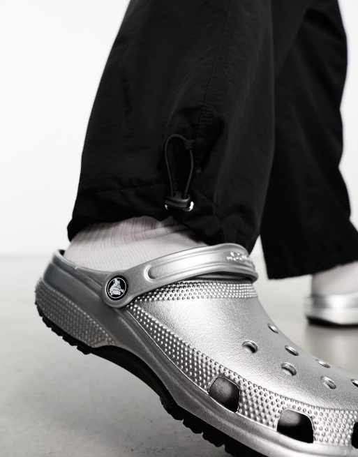 Metallic cheap silver crocs