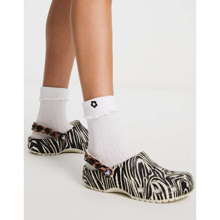 Zebra store print crocs