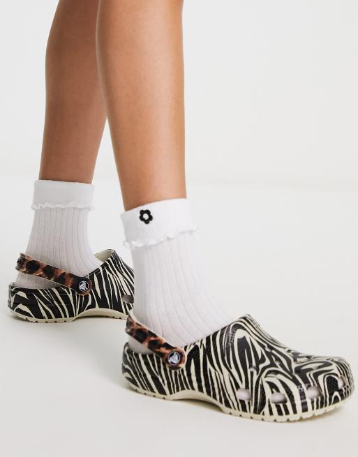 Zebra crocs on sale