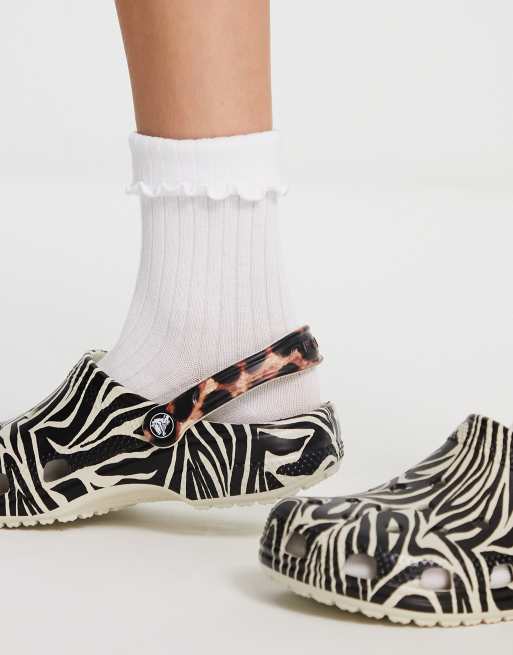 Zebra fuzzy crocs new arrivals