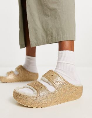 Crocs Classic cozzy sandals in glitter