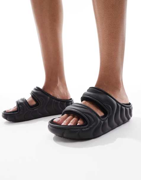 Crocs Classic cozzzy overpuff sandal in black - view 1
