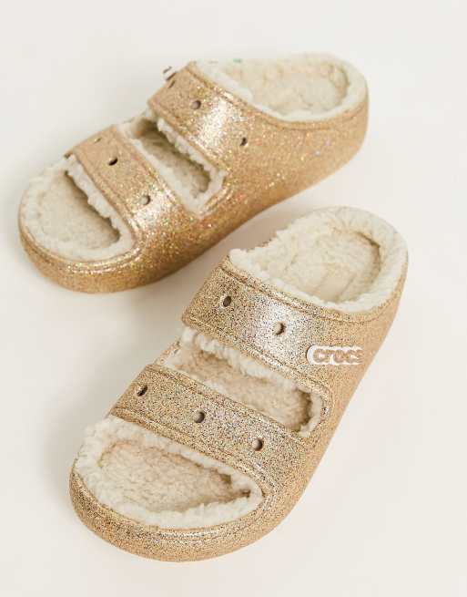 Womens glitter best sale crocs with fur