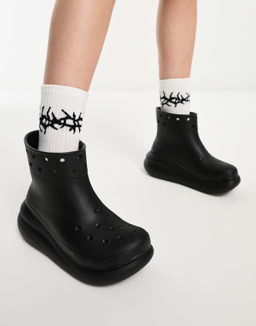【CROCS】 Classic Crush Boots‐BLACK Unisex Crocs Crush Rain Boot | Zappos.com