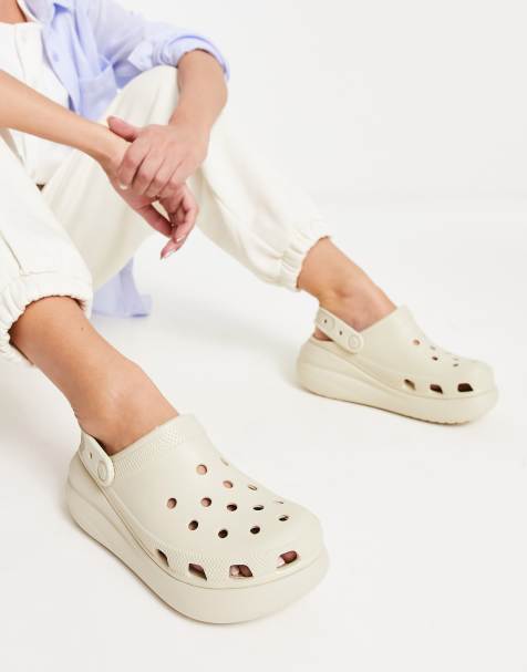 Crocs classic crush clogs in bone - view 1