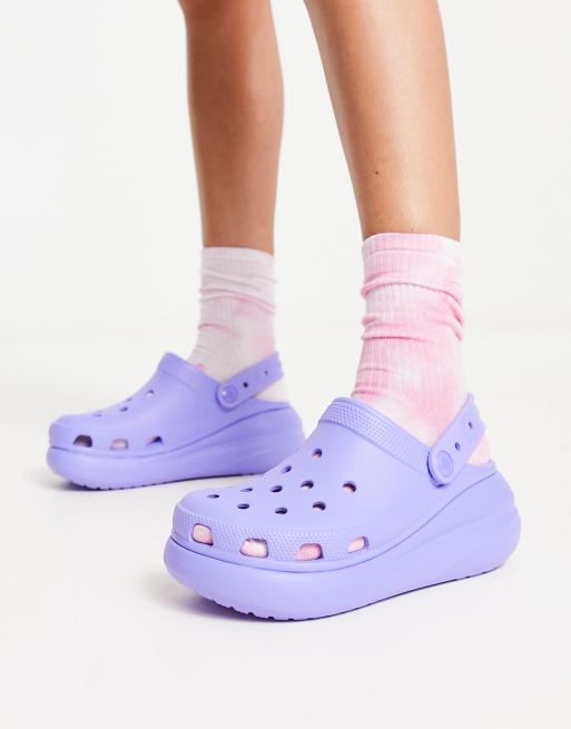 Purple platform outlet crocs