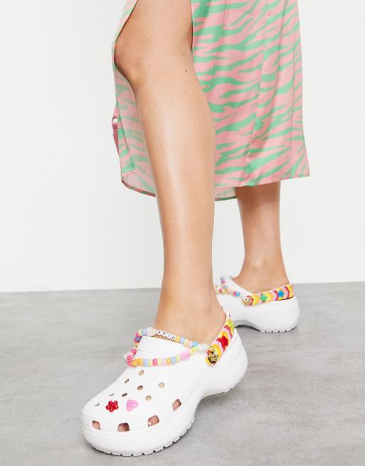 Crocs classic festival vibes platform clogs in white multi