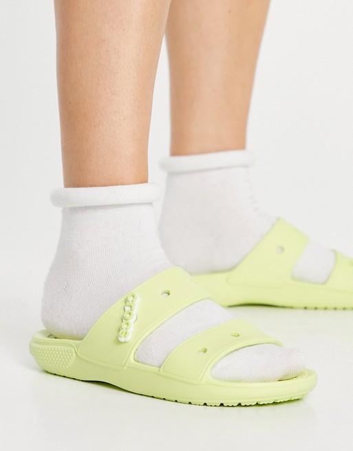 Crocs classic flat sandals in lime zest