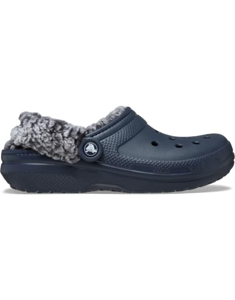Crocs Classic fleece lined clog in navy - view 1