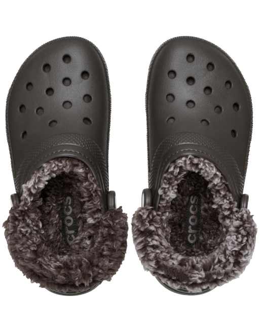 Crocs Classic fleece lined clogs in dark cocoa, 3 of 4