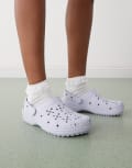 [Crocs] Crocs classic floral cut-out clogs in purple moon-Grey 36-37 GREY